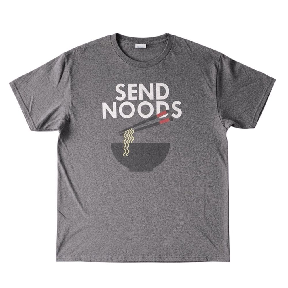Send Noods Funny Foodie Shirt Ramen Bowl Chopsticks Graphic Tee Size L